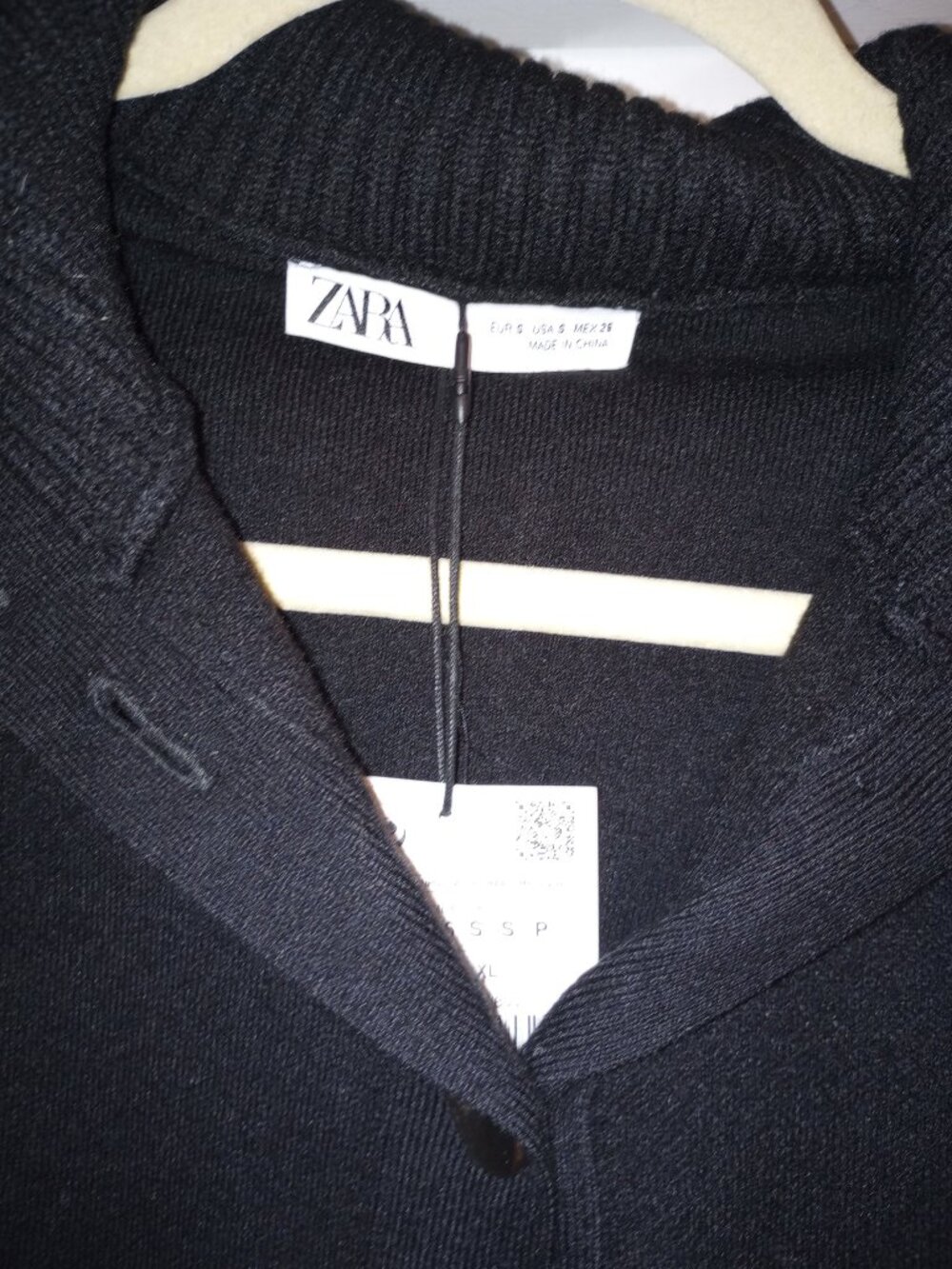 ZARA Black Thick Collar Knit Cardigan Sweater NWT - Picture 4 of 5